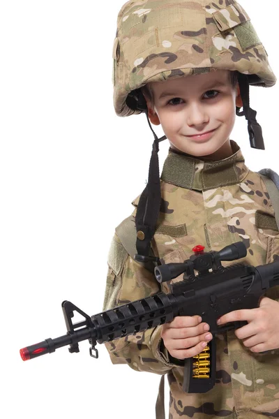 Jeune soldat avec fusil — Photo