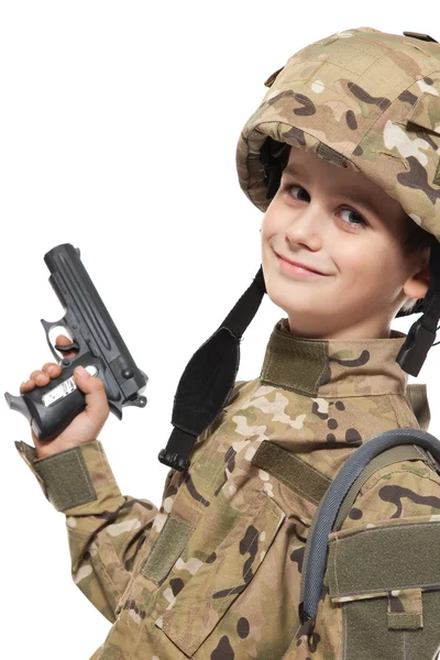 Young soldier with gun — Stock Photo, Image