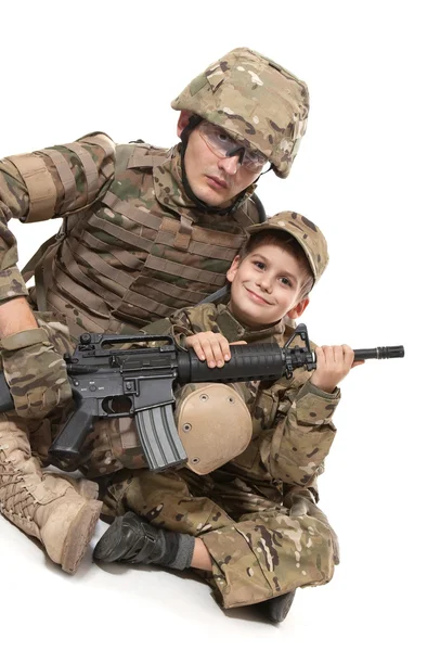 Στρατιωτική πατέρα και γιου — Φωτογραφία Αρχείου