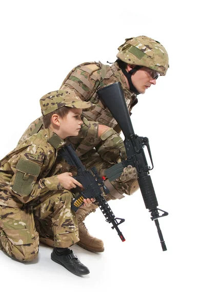 Στρατιωτική πατέρα και γιου — Φωτογραφία Αρχείου