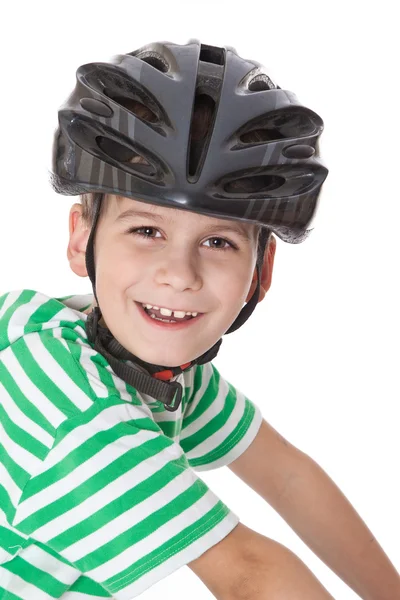 Boy bicyclist with helmet — Stock Photo, Image