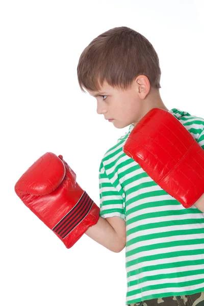 生气的孩子拳击手头套 — 图库照片