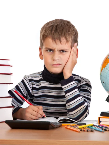 Tired schoolboy — Stock Photo, Image
