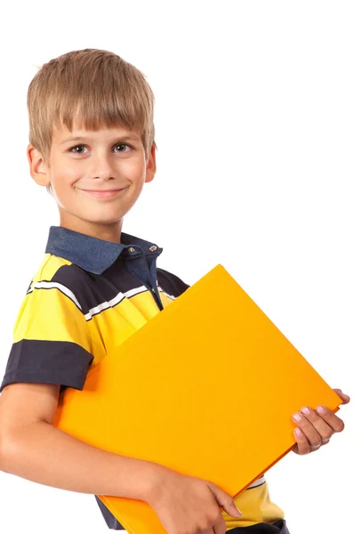 School boy is holding a book Stock Picture