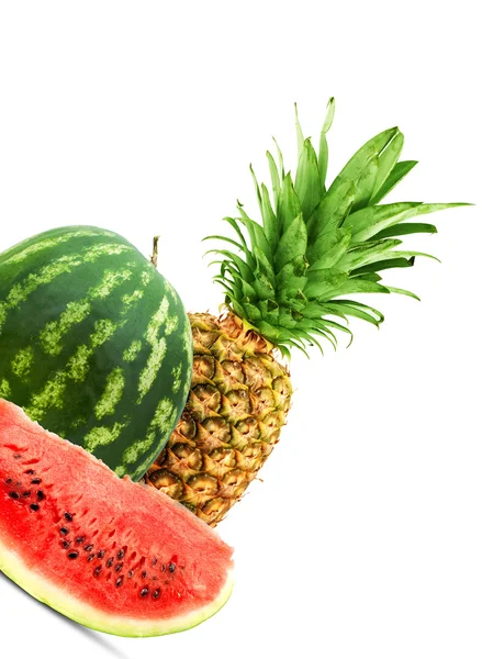 Ananas und Wassermelone — Stockfoto