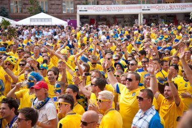 Kiev, Ukrayna - 15 Haziran: İsveç ve Ukraynalı hayranları geliyor