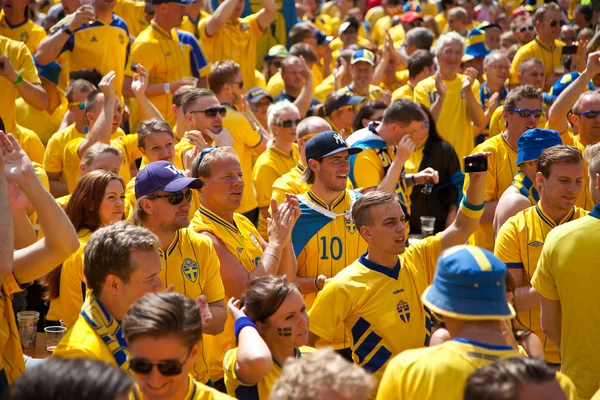 stock image KYIV, UKRAINE - JUNE 15: Sweden and Ukrainian fans arrive in the