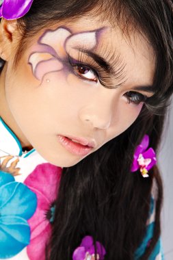 Beautiful asian woman with fashion make-up clipart