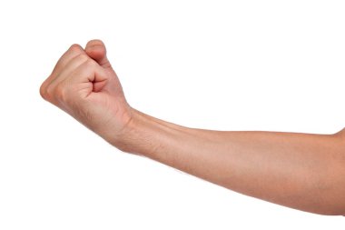 Males hand with a clenched fist isolated clipart