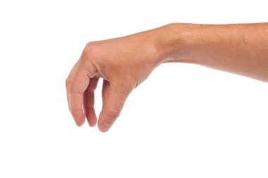 Male hand reaching for something on white clipart