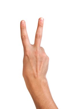 Hand gesture number four closeup isolated on white clipart