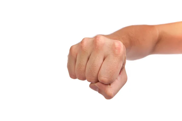 Mannetjes hand met een gebalde vuist geïsoleerd — Stockfoto