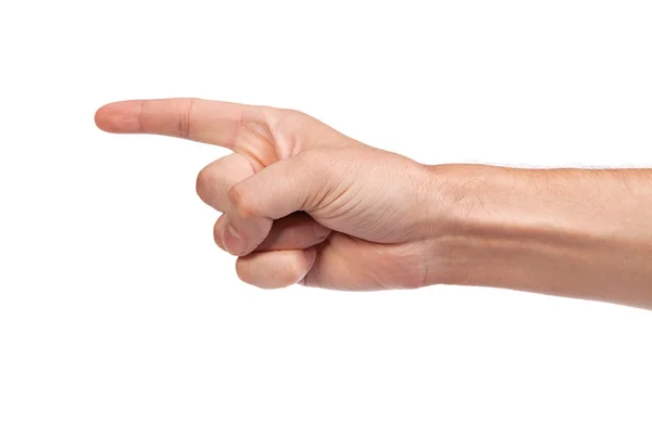 Мужской указательный палец на белом фоне — стоковое фото