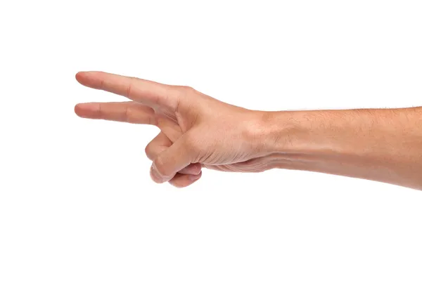 Hand gebaar nummer vier close-up geïsoleerd op wit — Stockfoto