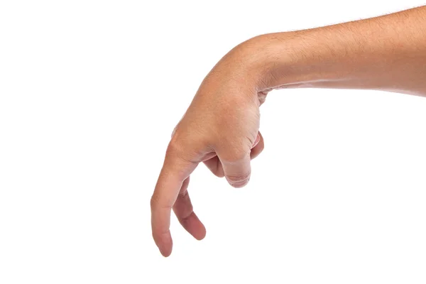Une main masculine montre les doigts de marche isolés sur blanc — Photo