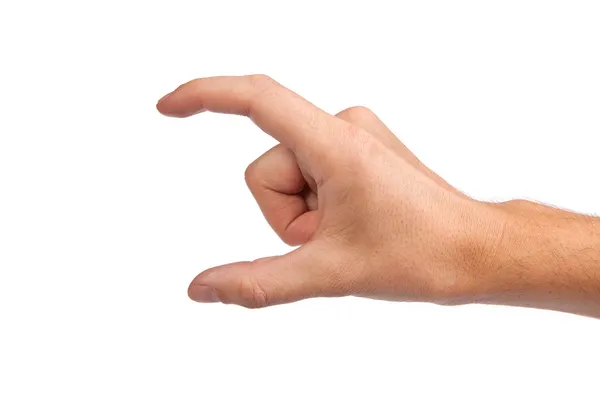 Male hand reaching for something on white — Stock Photo, Image