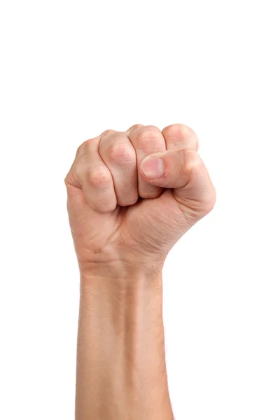 Males hand with a clenched fist isolated — Stock Photo, Image