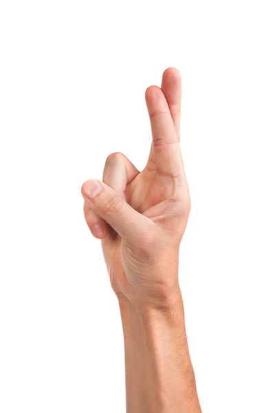 白で隔離される幸運を象徴する指を交差 — ストック写真