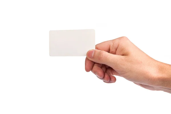 Geschäftsmann hält leere Visitenkarte in der Hand — Stockfoto