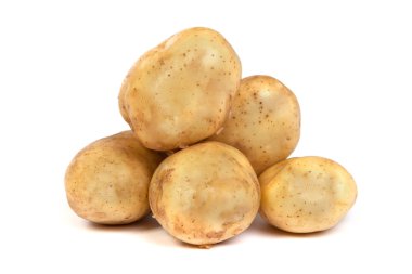 Grup üzerinde beyaz izole patates