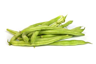 Bunch of fresh green beans on white clipart