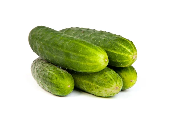 Five Fresh Cucumbers isolated on white — Stock Photo, Image
