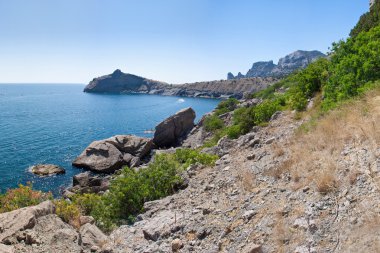 Summer view sahil. Sudak plaj. Karadeniz, Ukrayna