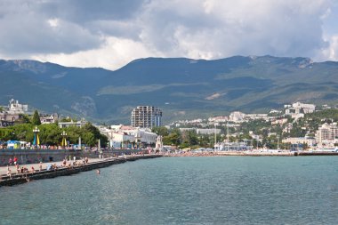 Summer view sahil. Yalta sahil. Karadeniz, Ukrayna