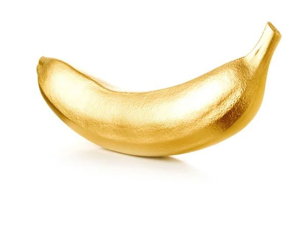 stock image Golden banana on white.