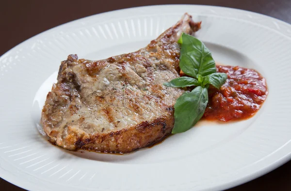 Pork chops with BBQ sauce Stock Picture