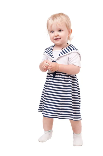 Kleines schönes Mädchen im Modekleid — Stockfoto