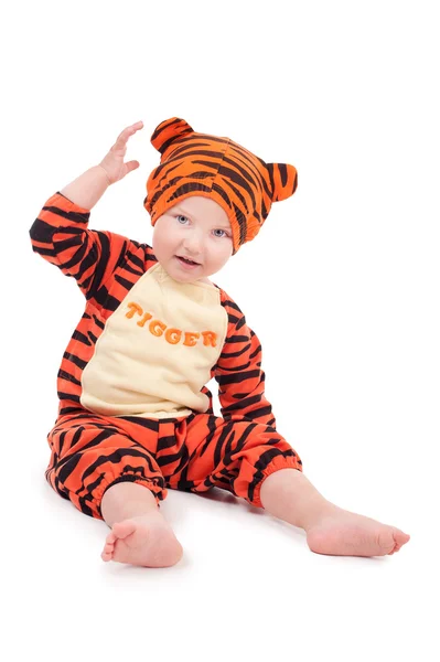 Мальчик в костюме тигра — стоковое фото
