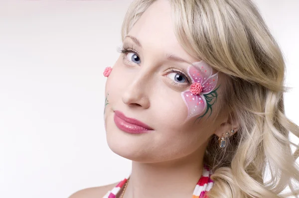 Pretty Blond Woman Face Art Stock Picture