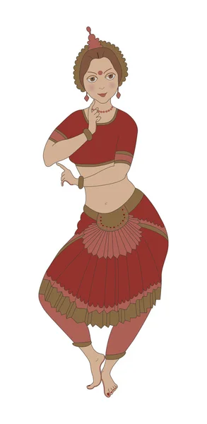 Indiase meisje dansen — Stockvector