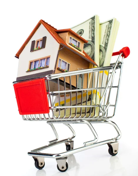 Shopping cart and house — Stock Photo, Image