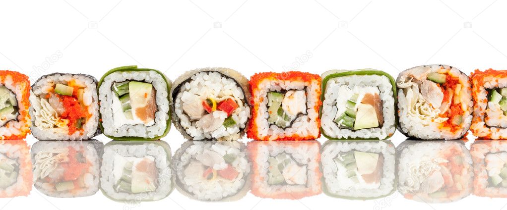 Sushi Roll on a white seamless background