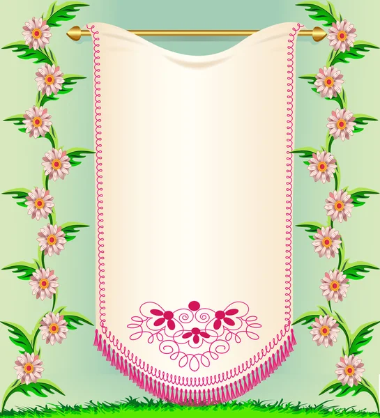 Servilleta sobre fondo color rosa y hierbas — Archivo Imágenes Vectoriales