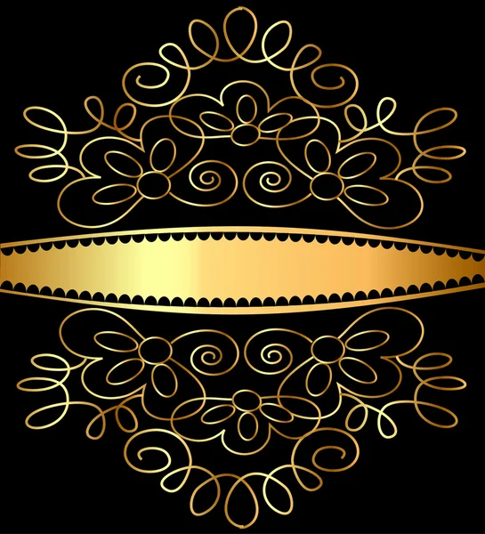 Arrière-plan cadre motif or sur noir — Image vectorielle