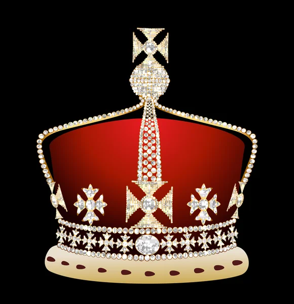 Koninklijke gouden corona op zwarte achtergrond — Stockvector