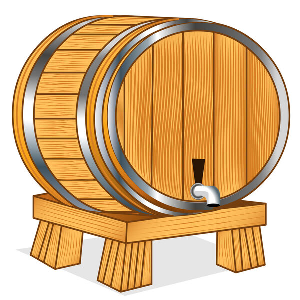 The Barrel with wine or beer on tray