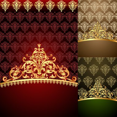 Set background of the frames with gold(en) pattern clipart