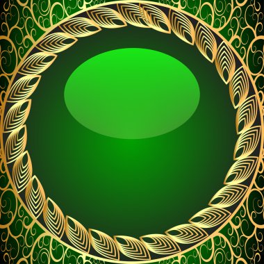 Background frame green with gold(en) pattern clipart