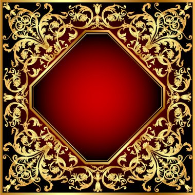 Background frame red with gold(en) pattern clipart