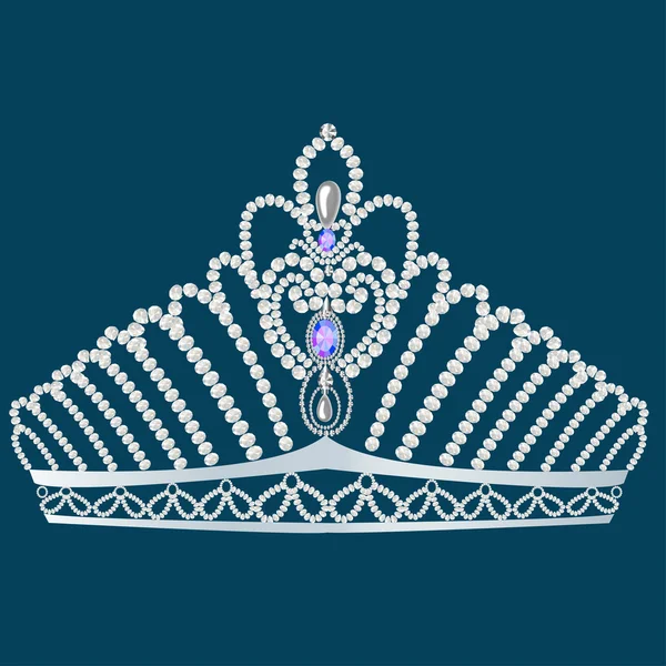 Corona diadema boda femenina con perla — Vector de stock