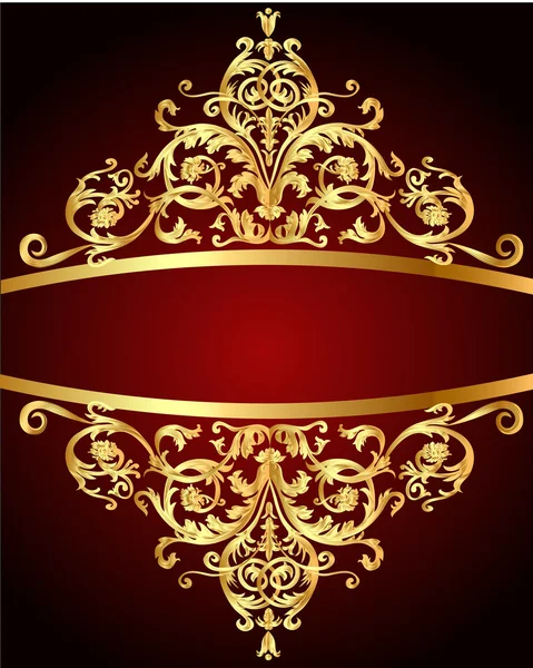 Vintage arka gold(en) desen ile kırmızı — Stok Vektör