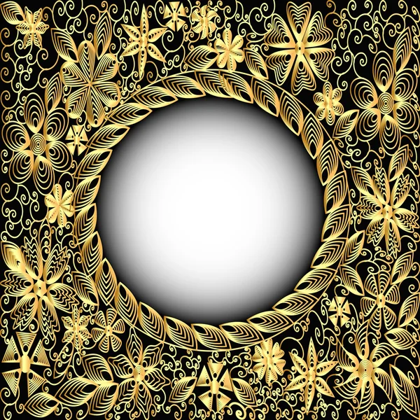 与花卉图案背景框架 gold(en) — 图库矢量图片