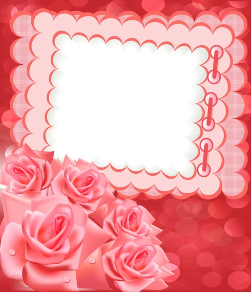 Holiday frame for photo with rose — Stock Vector