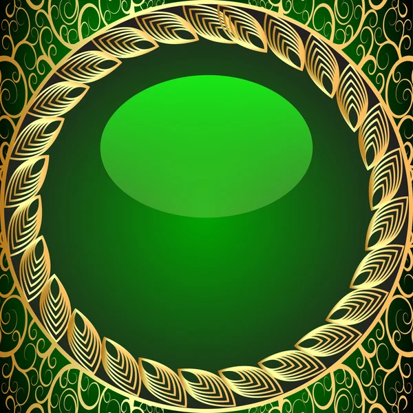 Marco de fondo verde con patrón de oro (es) — Archivo Imágenes Vectoriales