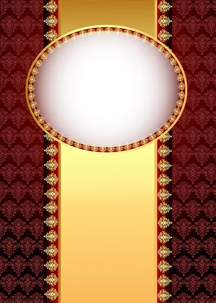 Fond brun sans couture avec bande et cadre avec patt or (fr) — Image vectorielle