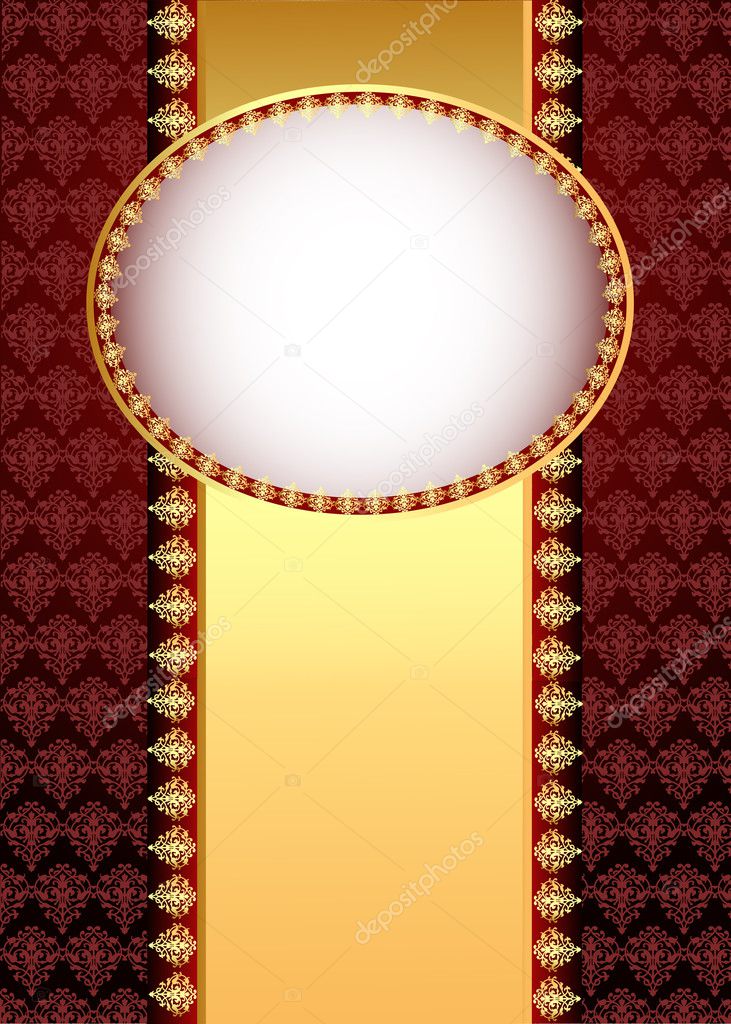 Seamless brown background with band and frame with gold(en) patt